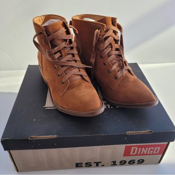 Dingo  Whisky Green Acres Pointed Toe Lace up Booties Brown Suede Sz 6.5 NWOB - Picture 5 of 5